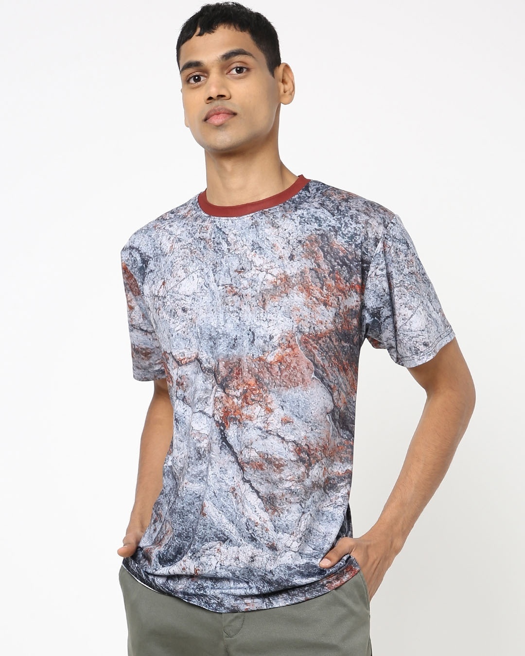 Shop Men's Grey Mount Varia Abstract Printed T-shirt-Front