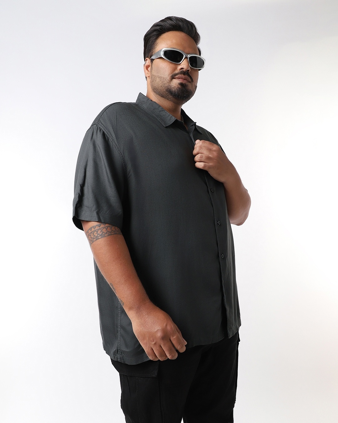 Men's Grey Oversized Plus Size Shirt