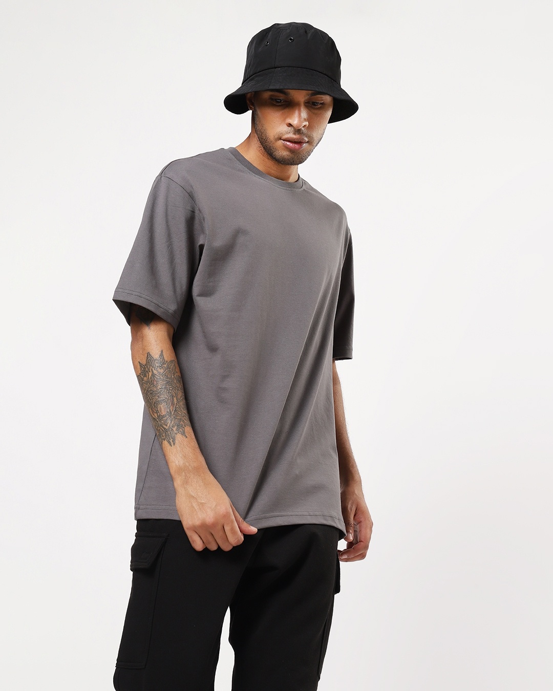 Shop Men's Grey Oversized T-shirt-Front