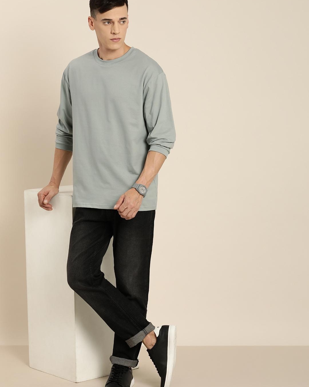 Buy Men's Grey Oversized T-shirt Online at Bewakoof