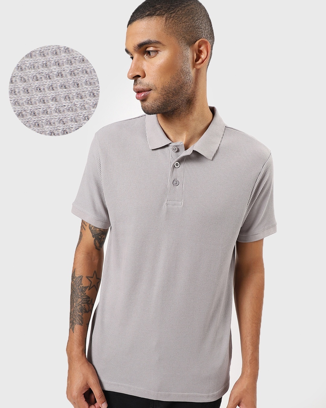 Shop Men's Grey Polo T-shirt-Front