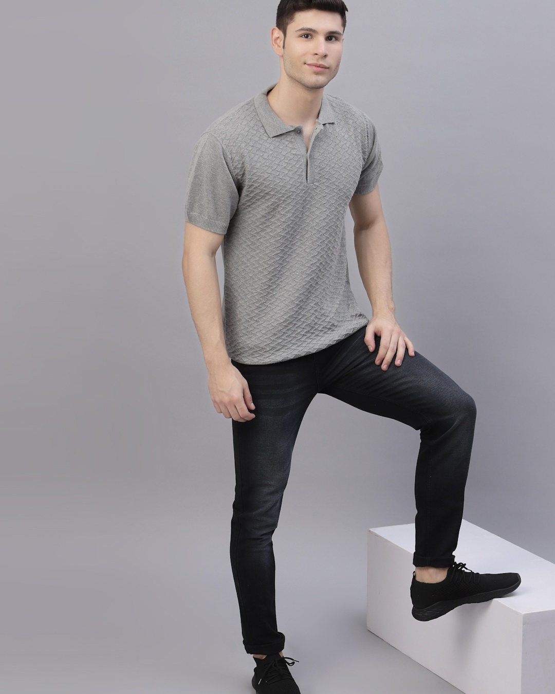 Buy Men's Grey Polo T-shirt for Men Grey Online at Bewakoof