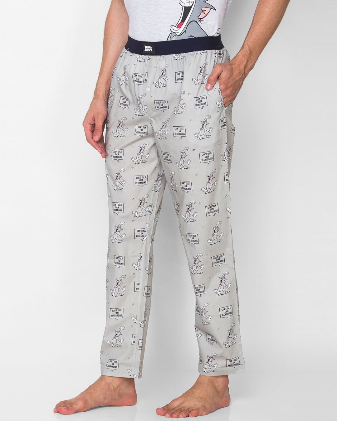 Shop Men's Grey Regular Fit Printed Pyjama-Design