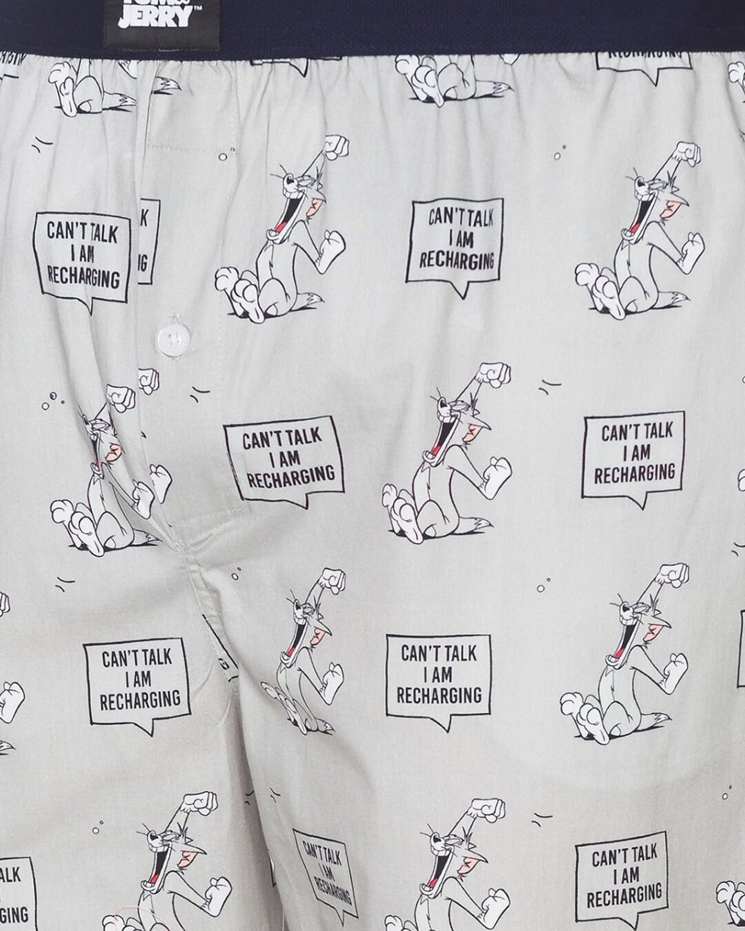 Shop Men's Grey Regular Fit Printed Pyjama-Full