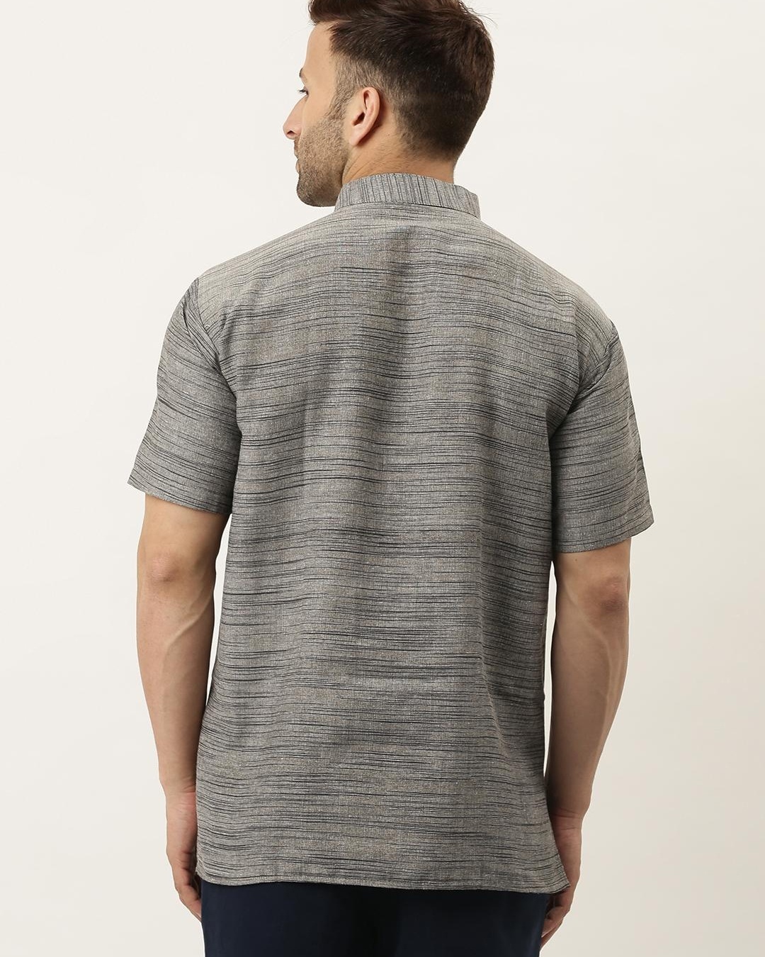 Shop Men's Grey Self Design Kurta-Design