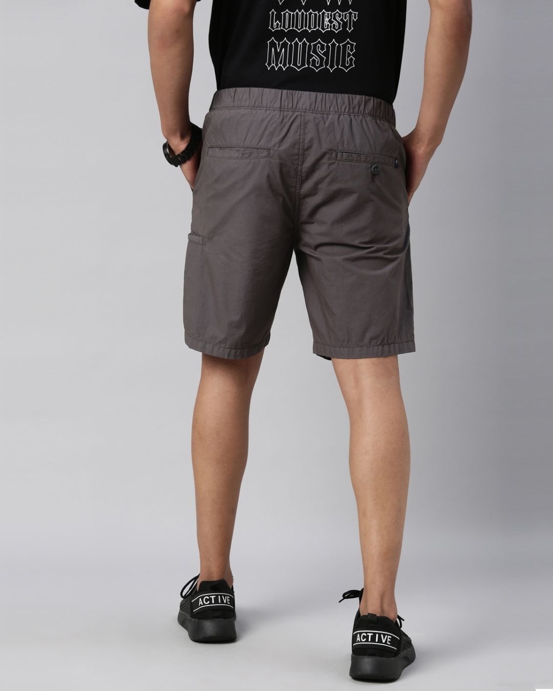 Shop Men's Grey Slim Fit Cotton Shorts-Design