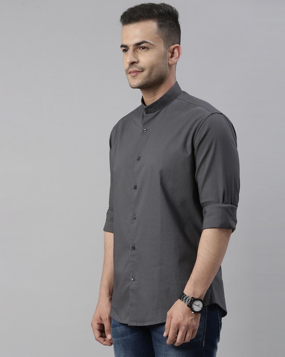 Shop Men's Grey Slim Fit Shirt-Design