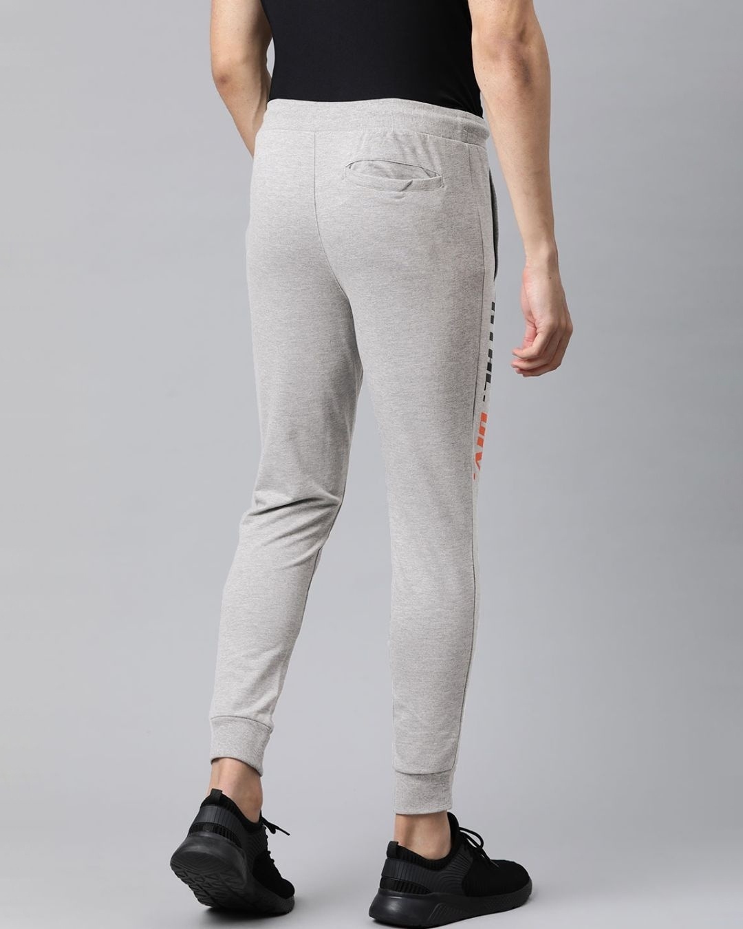Shop Men's Grey Slim Fit Solid Track Pants-Back