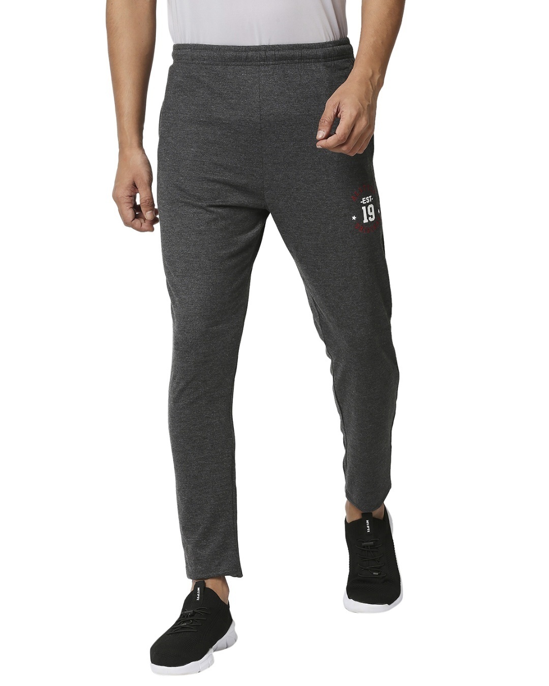 Shop Men's Grey Slim Fit Track Pants-Front