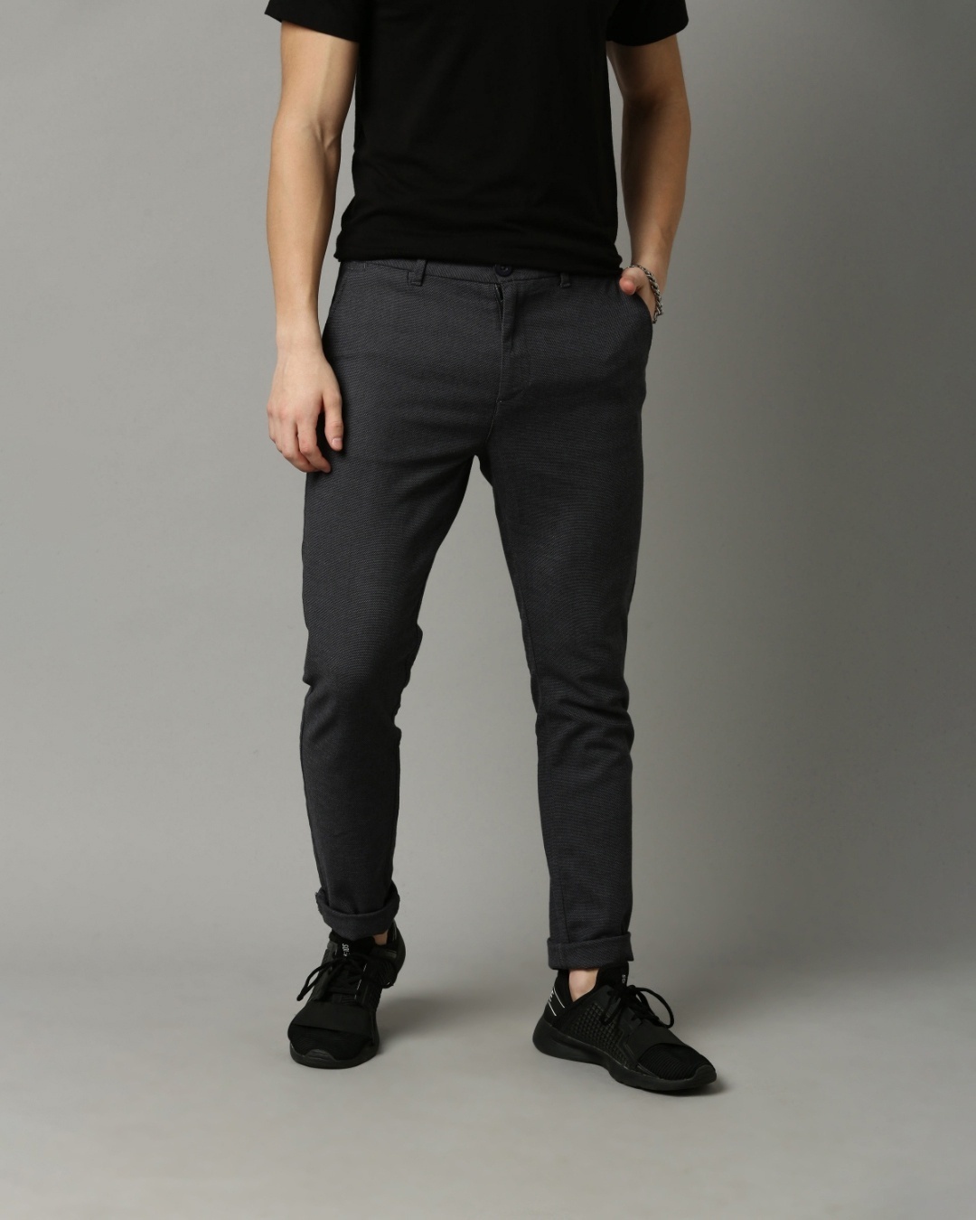 Shop Men's Grey Slim Fit Trouser-Front