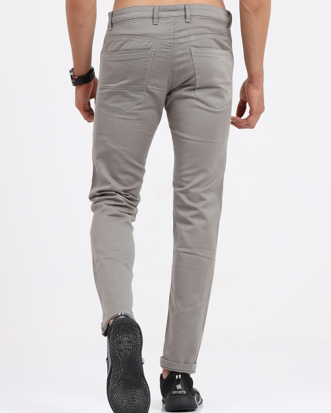 Shop Men's Grey Slim Fit Trousers-Full