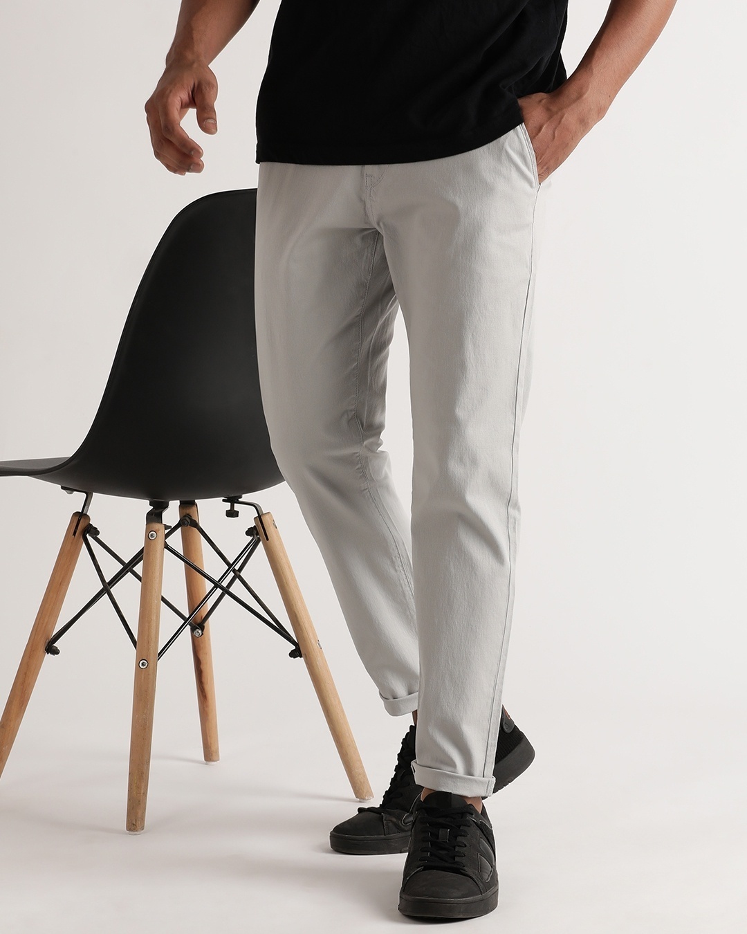Tailored Chino Trouser in Mid Grey ARNE