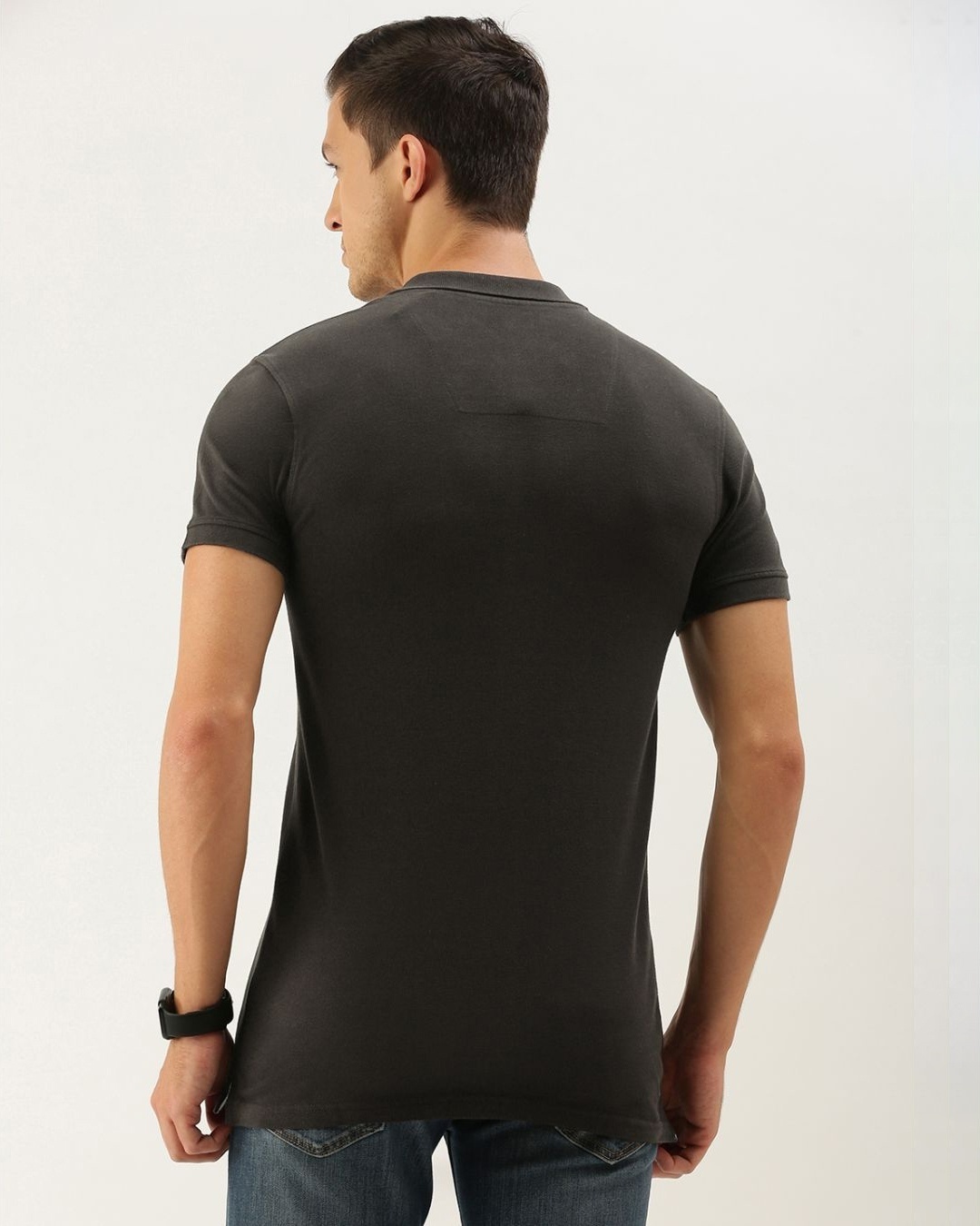 Shop Men's Grey Solid T-shirt-Back