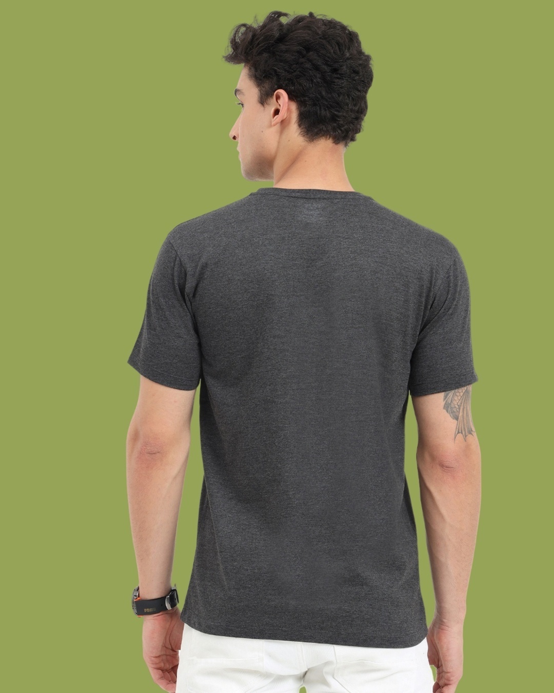 Shop Men's Grey Stripe Effect Mickey Mouse Printed T-shirt-Design