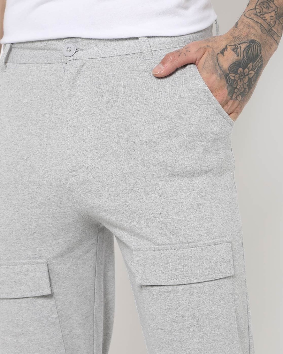 Shop Men's Grey Tapered Fit Chinos-Full