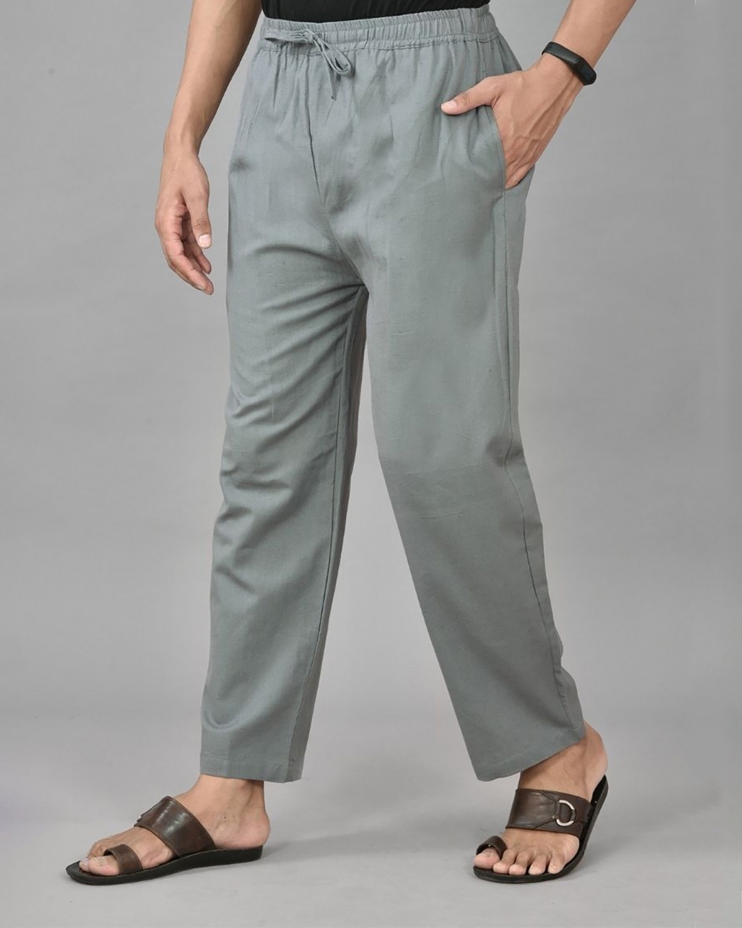 Casual Grey Plaid Woolen Stretch Men Trousers – FanFreakz