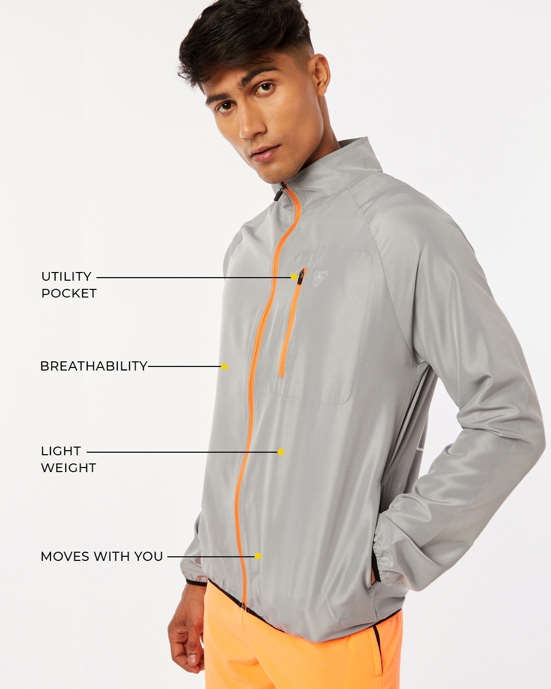Shop Men's Grey Typography Performance Jacket-Back