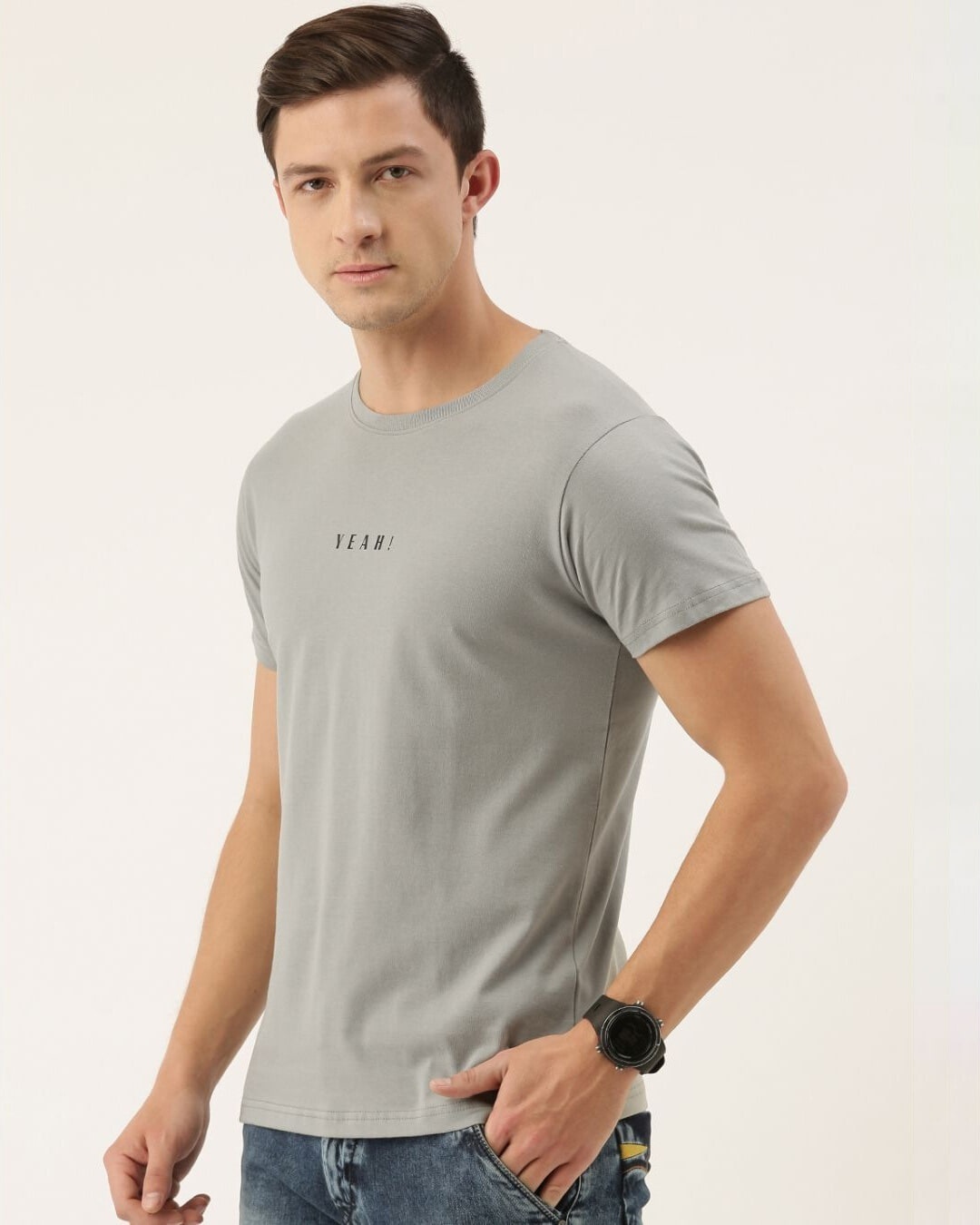Shop Men's Grey Typography T-shirt-Design