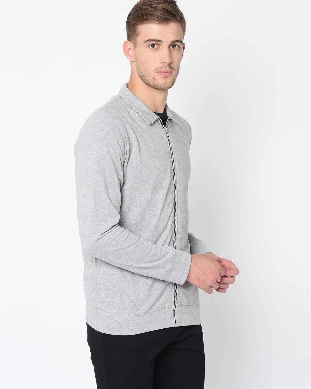 Shop Men's Grey Zipped Jacket-Design