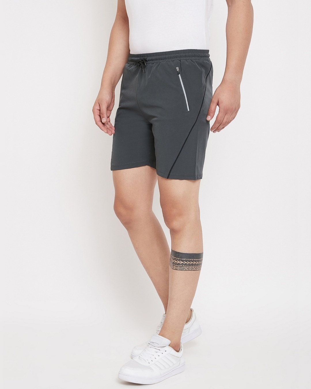 Shop Men's Grey Zipper Pocket Shorts-Full