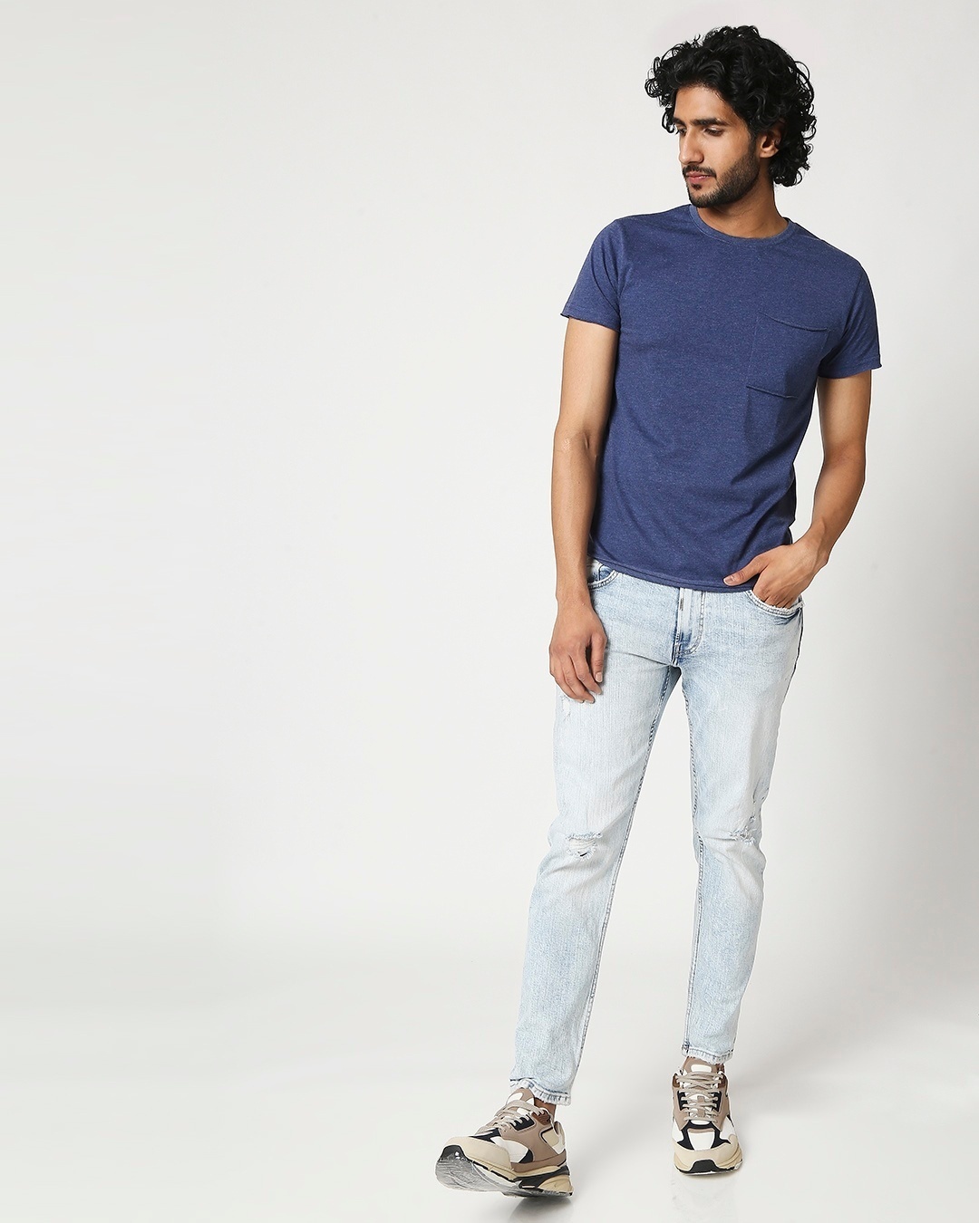 Shop Men's Half Sleeve Navy Melange Pocket T-Shirt-Full