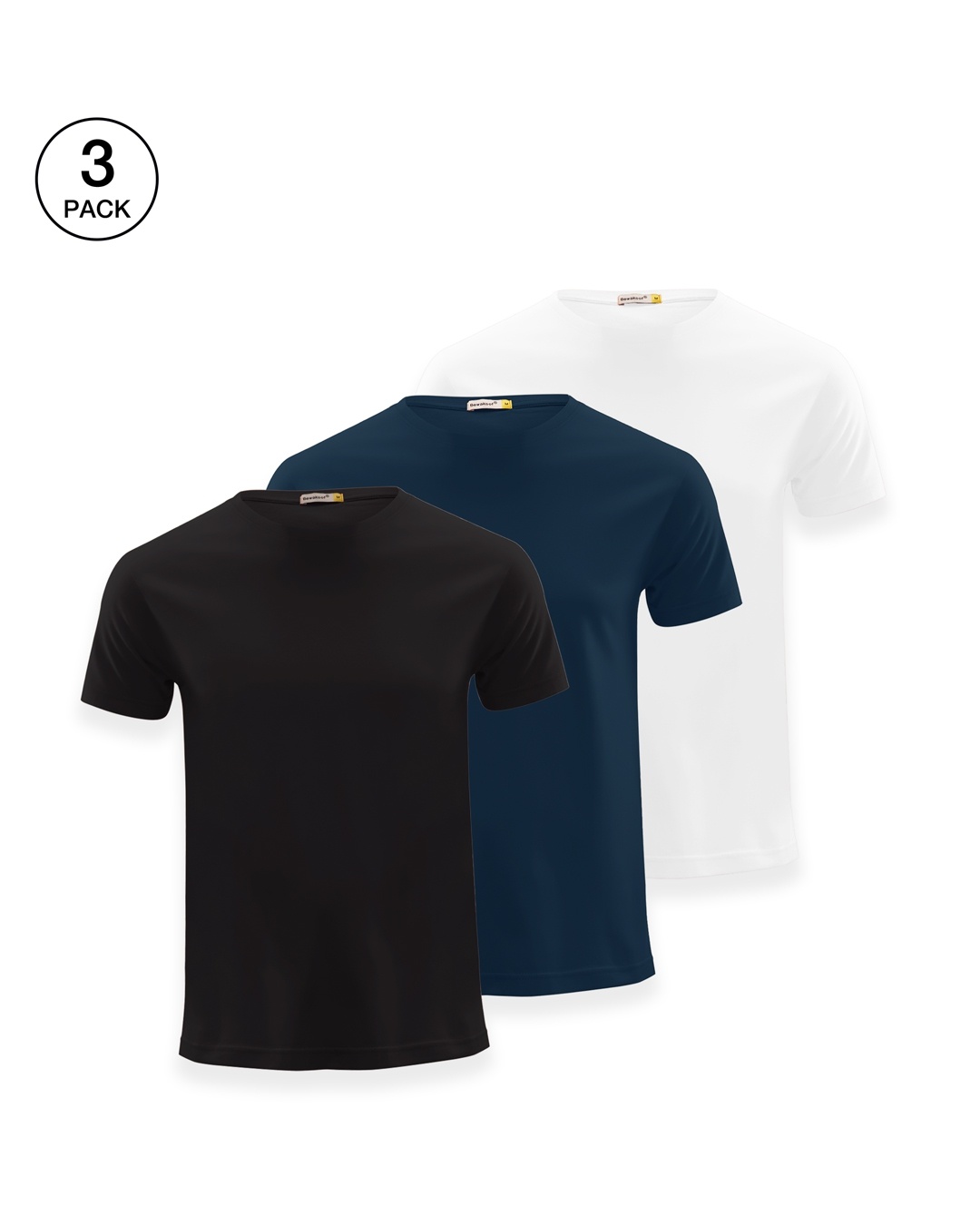 Shop Men's Black,Blue and White T-shirt Pack of 3-Front