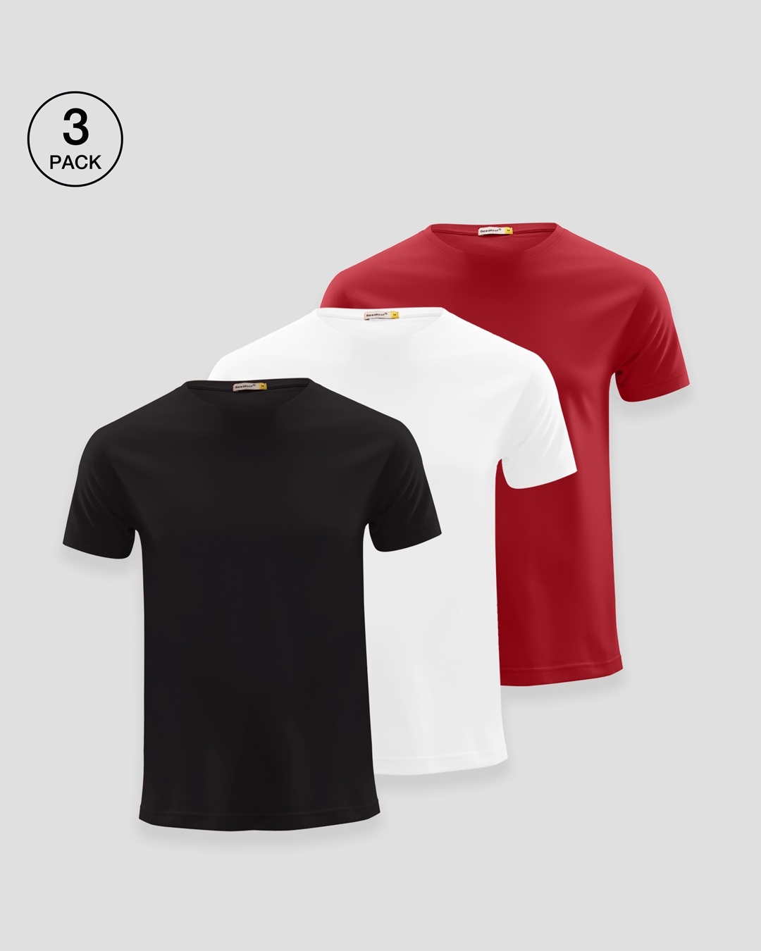 Shop Men's Black,White and Red T-shirt Pack of 3-Front