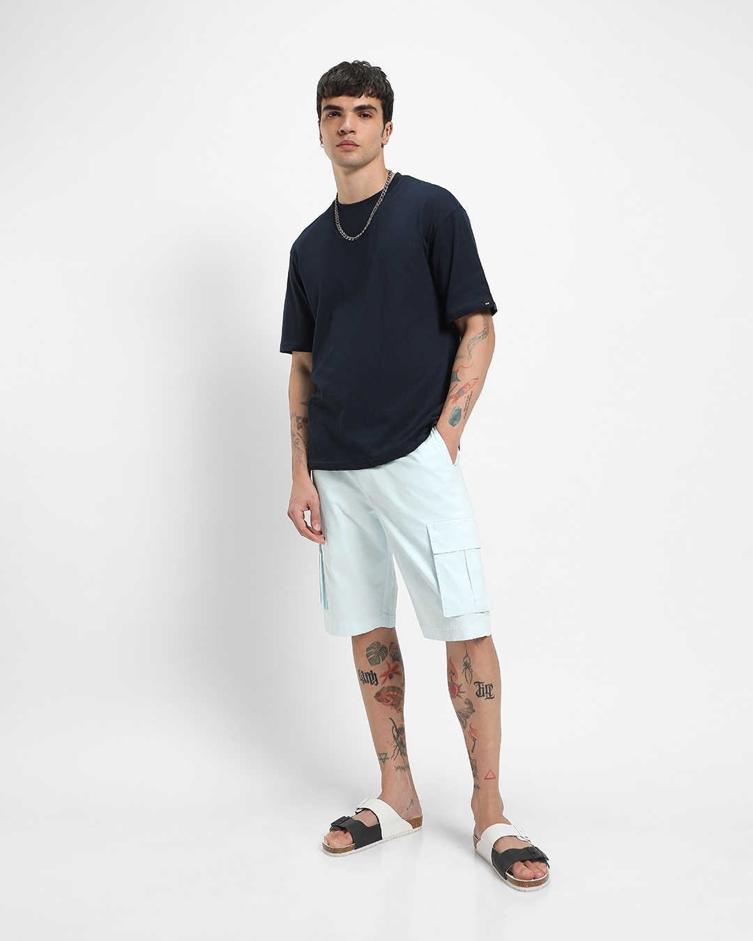Men's Blue Over Dyed Cargo Shorts