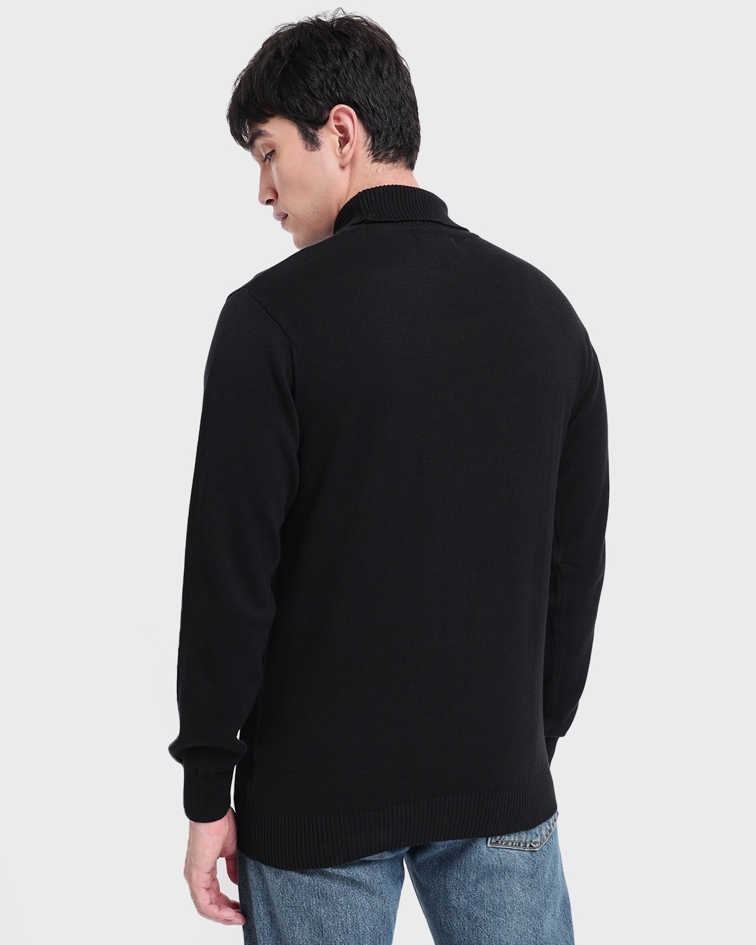 Shop Men's Black High Neck Sweater-Design