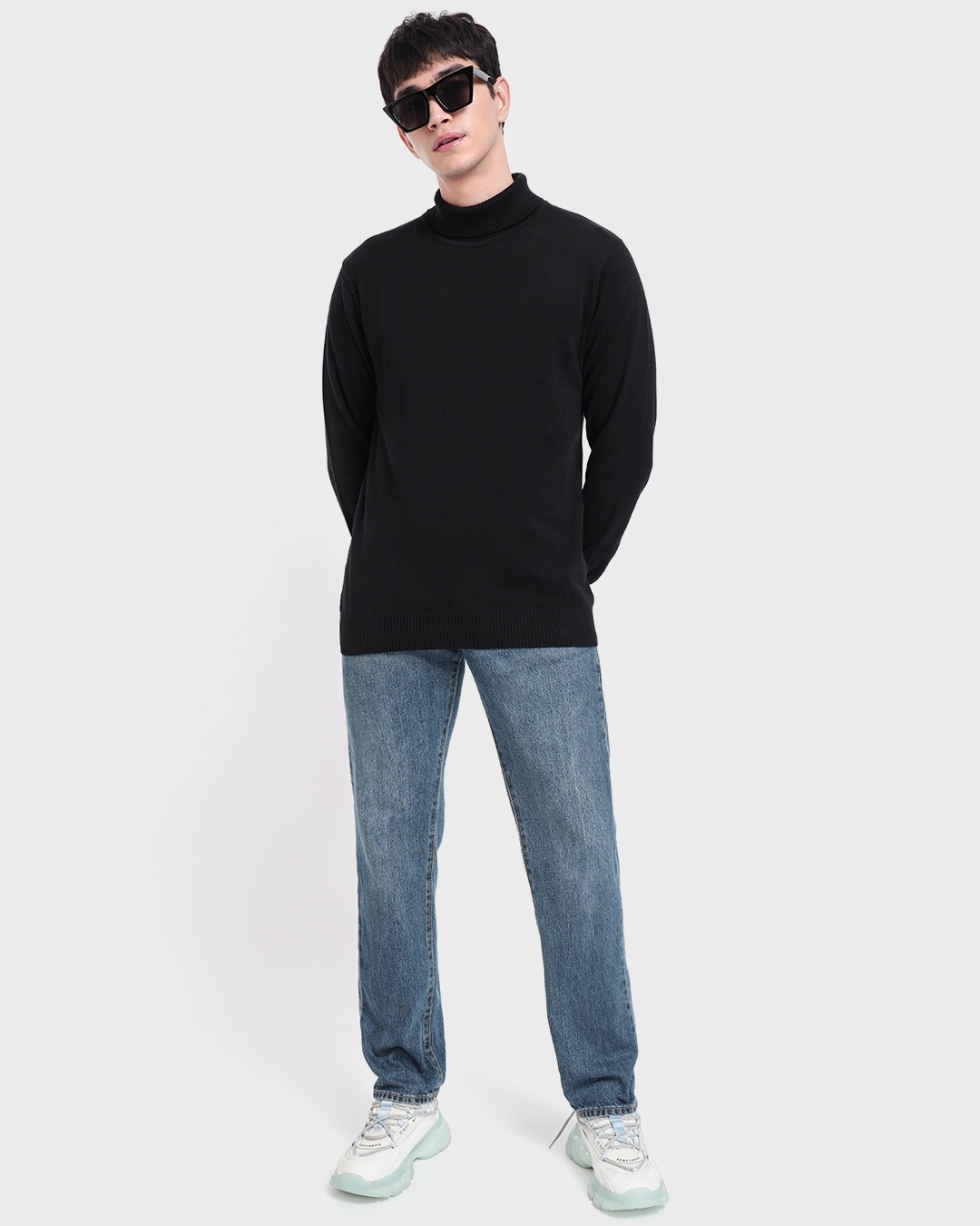 Buy Men's Black High Neck Sweater for Men black Online at Bewakoof