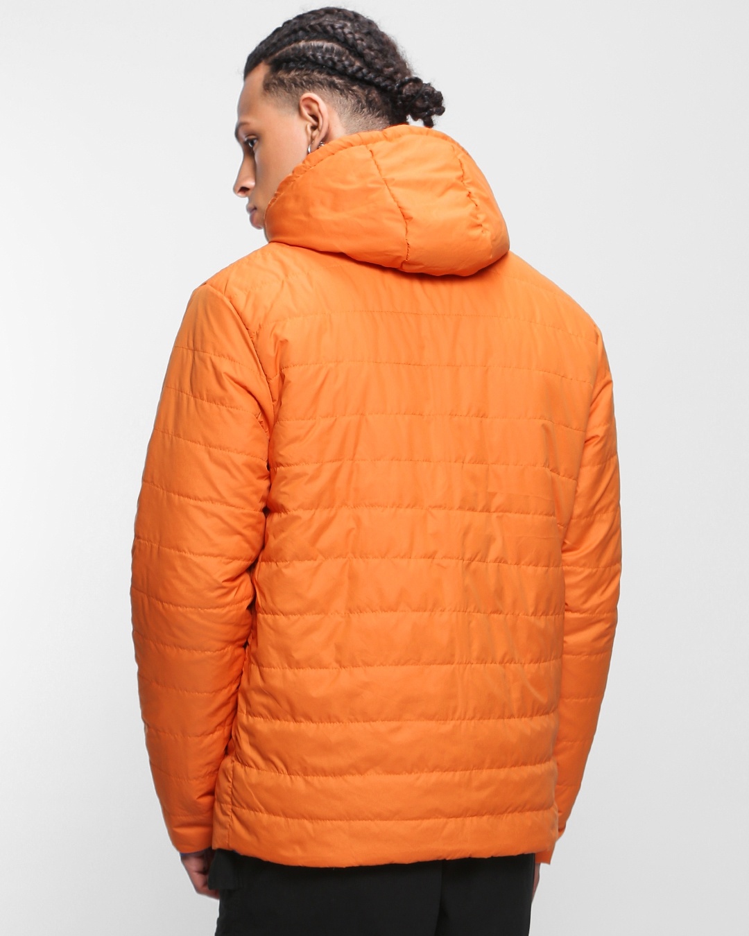 Buy Men's Blue & Orange Color Block Oversized Reversible Puffer Jacket