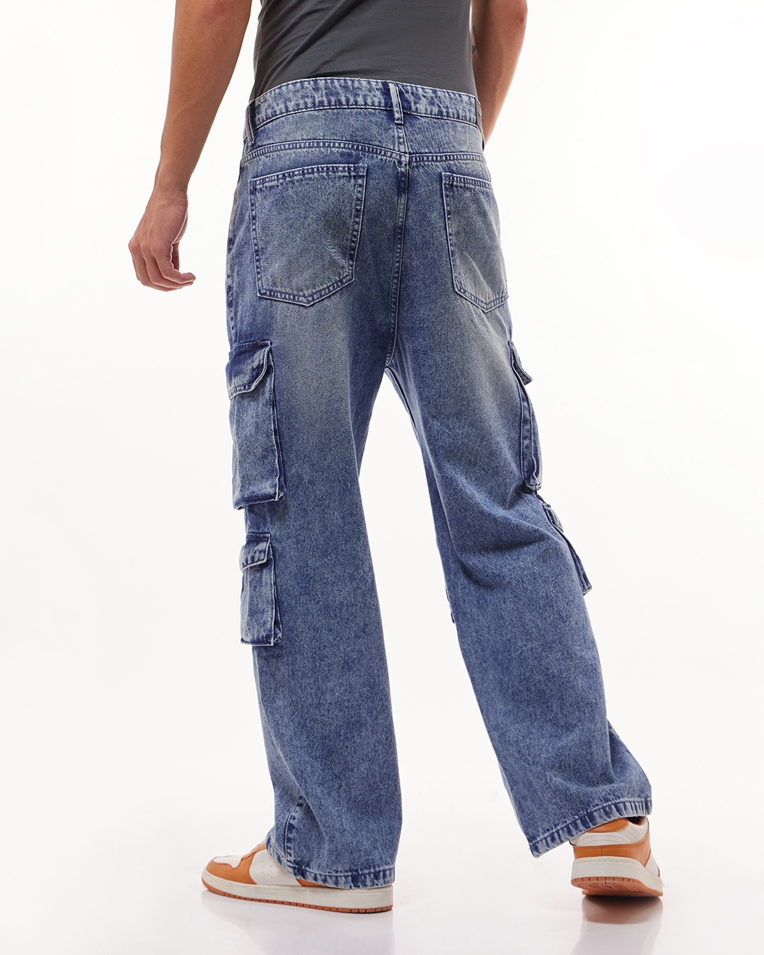 Buy Men's Light Blue Washed Straight Fit Cargo Jeans Online at Bewakoof — free download