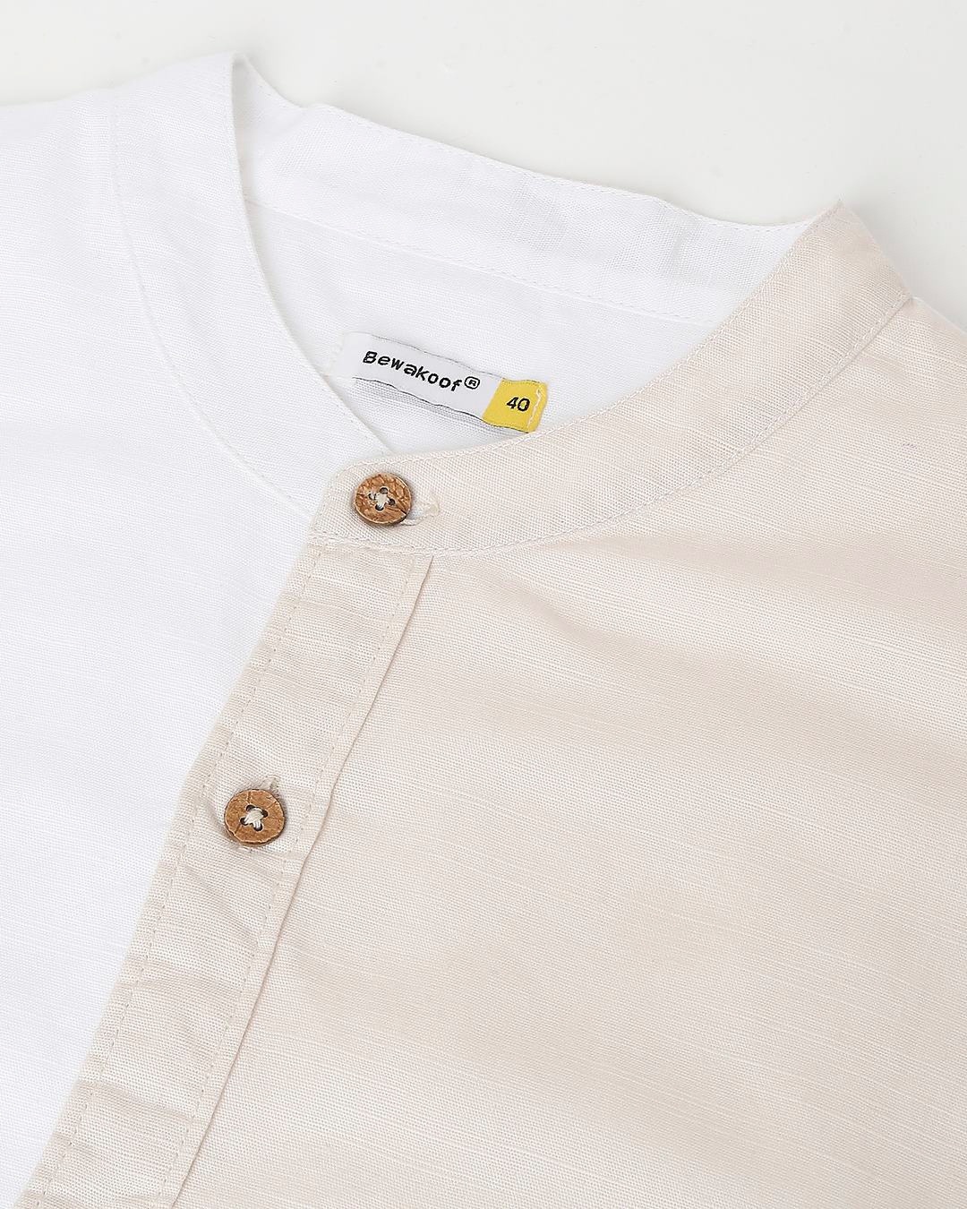 Shop Men's Linen Color Block Half Sleeves Shirt