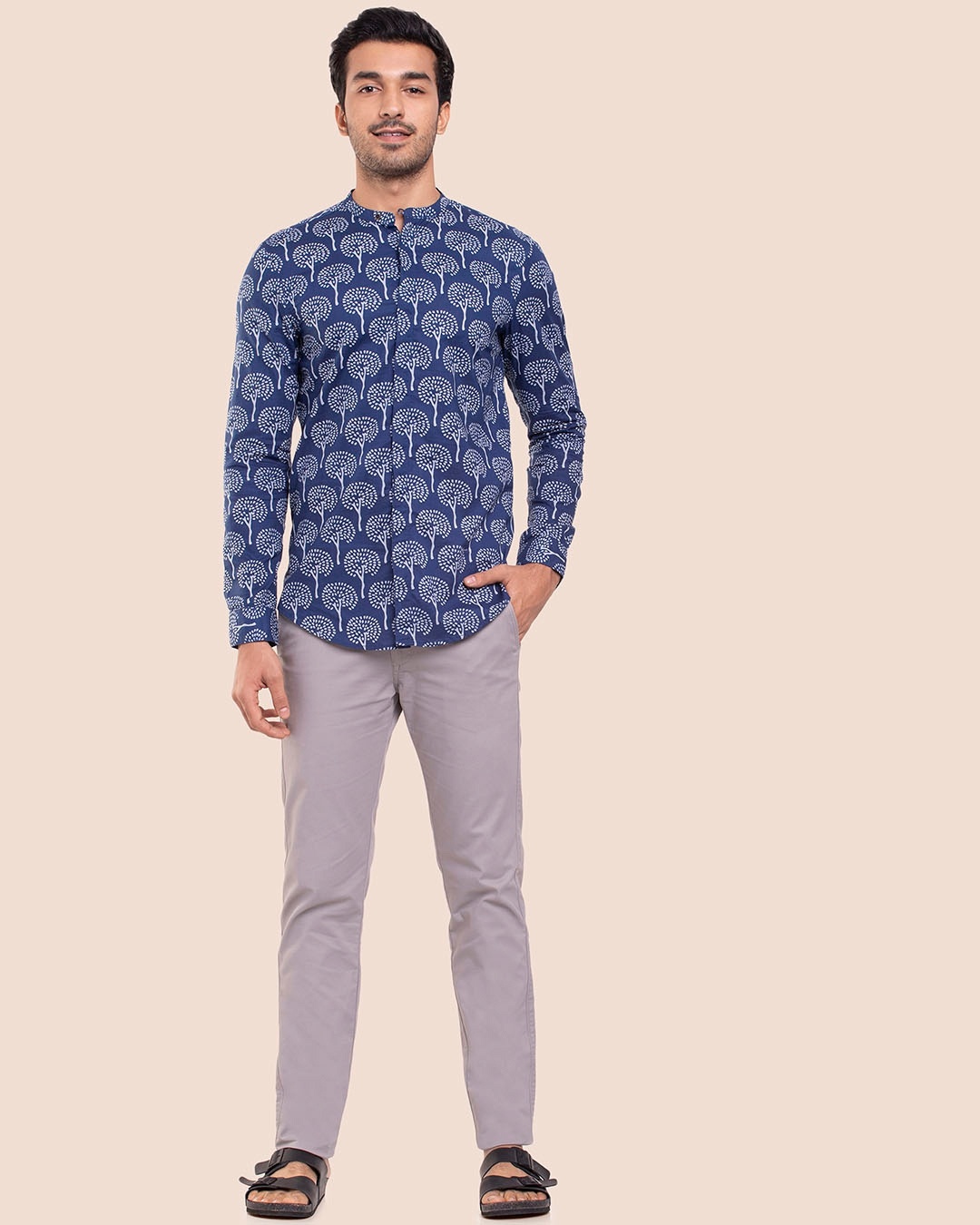 Shop Men's Mandarin Collar Full Sleeves Shirt