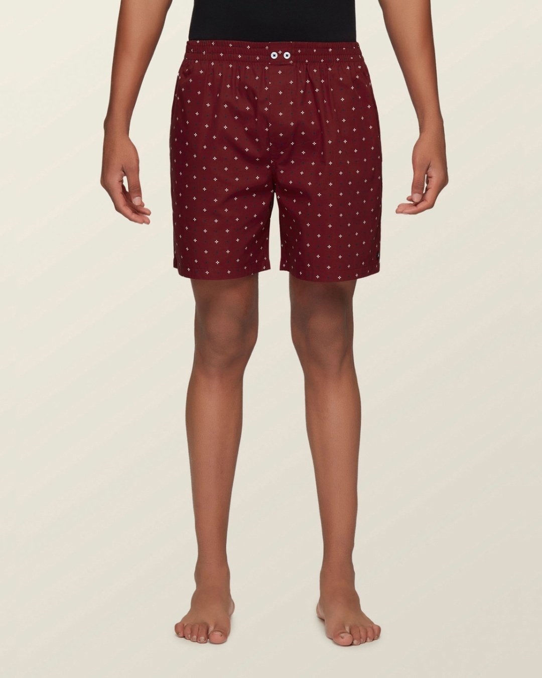 Shop Men's Maroon All Over Printed Cotton Boxers-Front