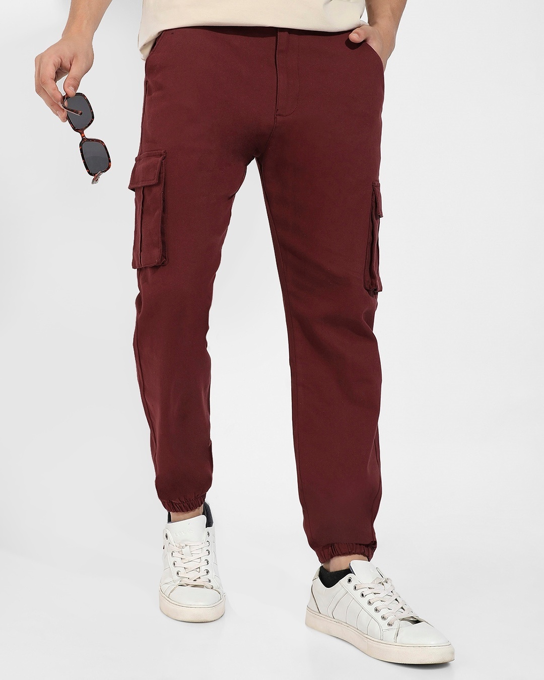 Hot Topic Burgundy Contrast Stitch Girls Cargo Pants | CoolSprings Galleria