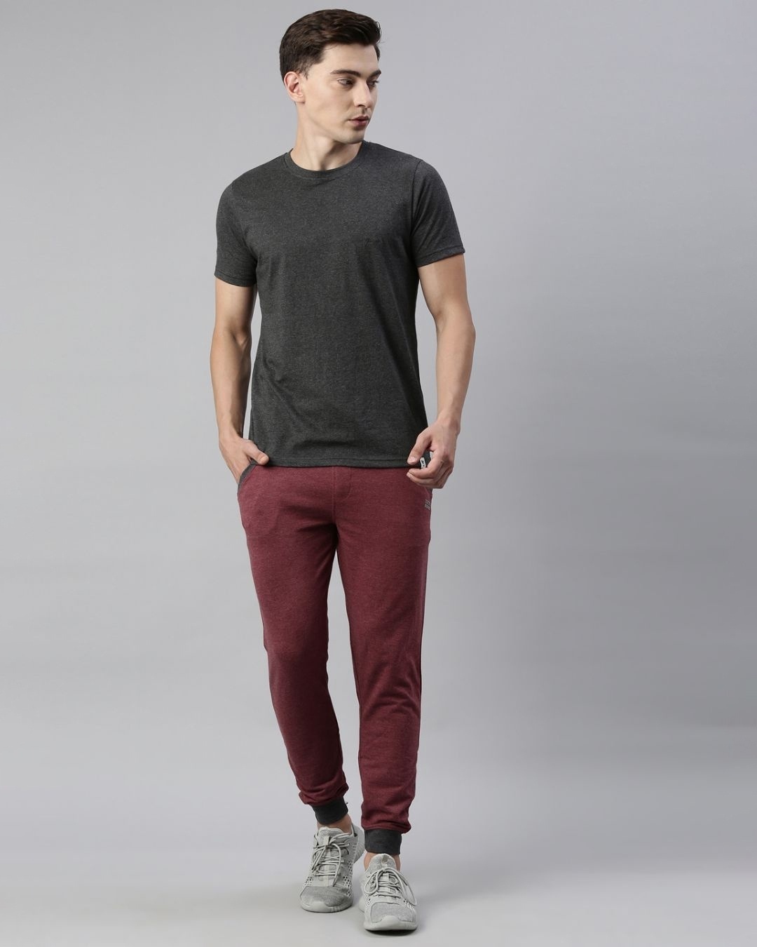 Buy Men's Maroon Color Block Slim Fit Joggers for Men Maroon Online at ...