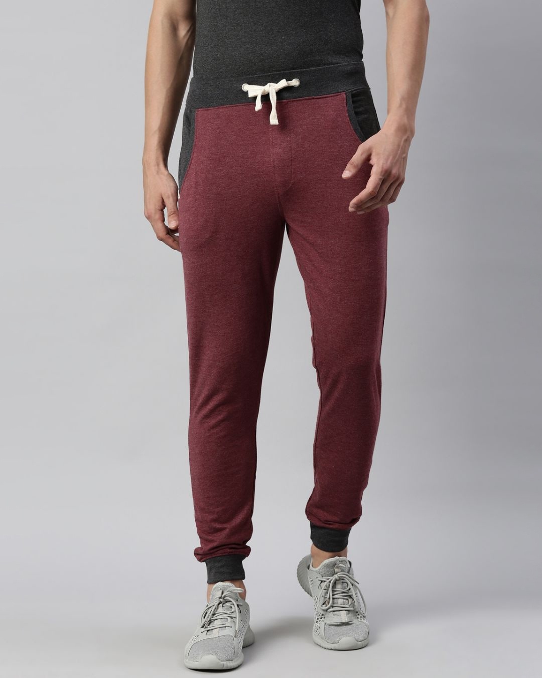 Buy Men's Maroon Color Block Slim Fit Joggers for Men Maroon Online at ...