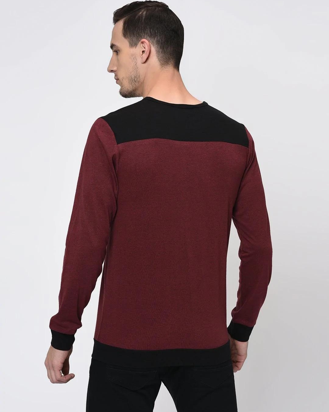 Buy Men S Maroon Color Block Slim Fit T Shirt Online At Bewakoof