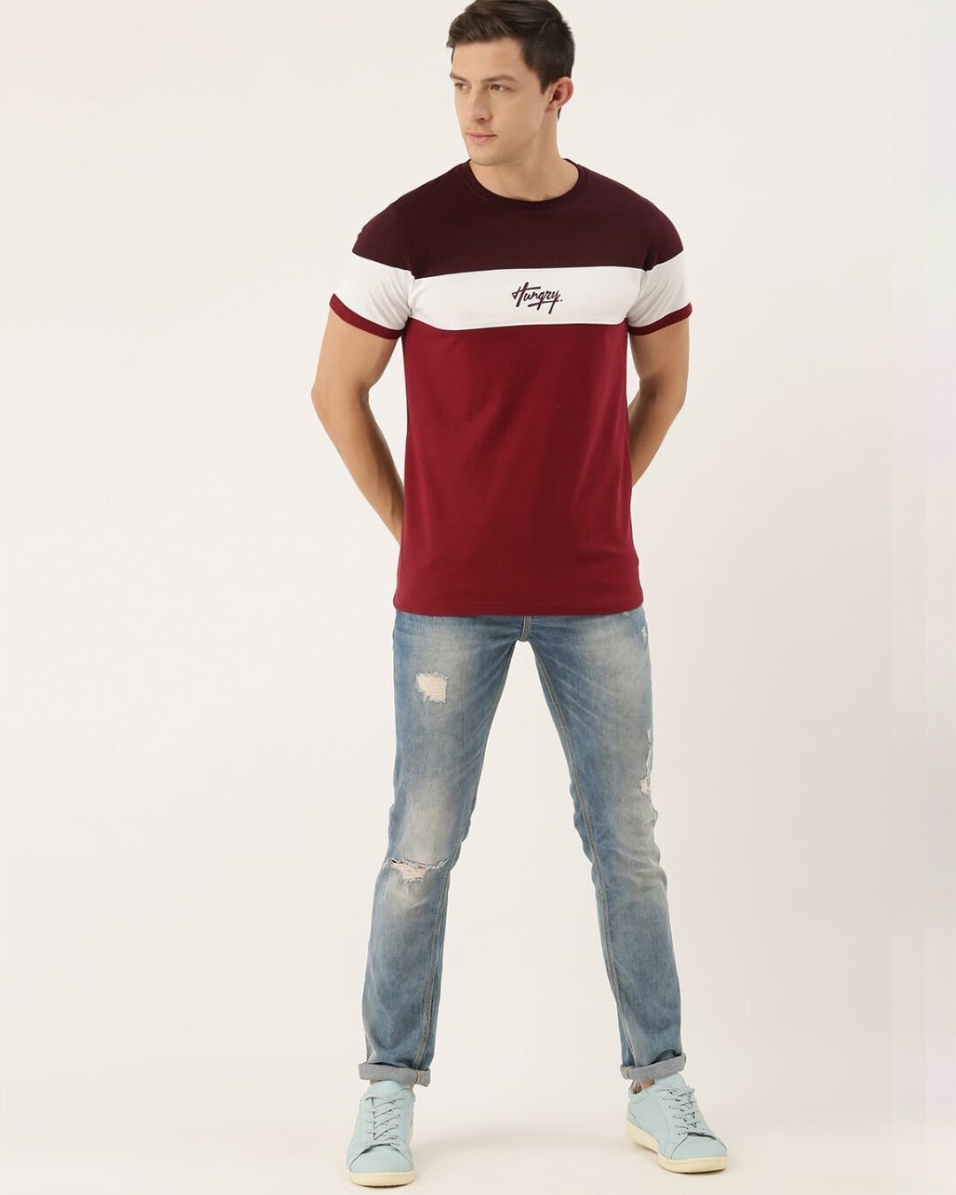 Shop Men's Maroon Colourblocked T-shirt