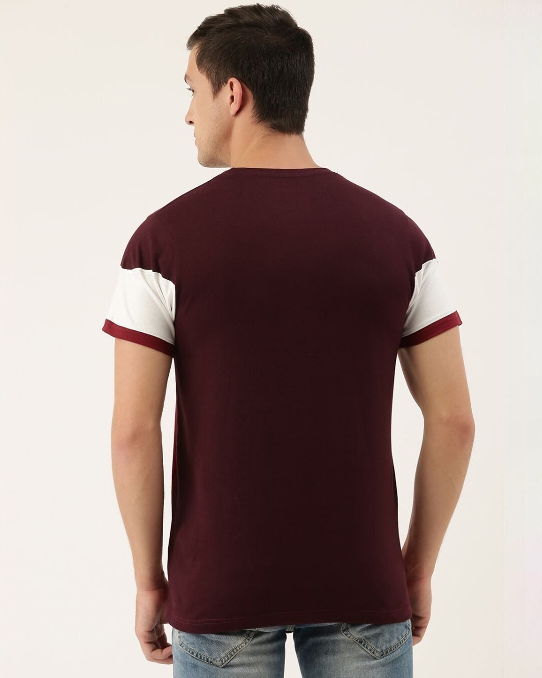 Shop Men's Maroon Colourblocked T-shirt-Back