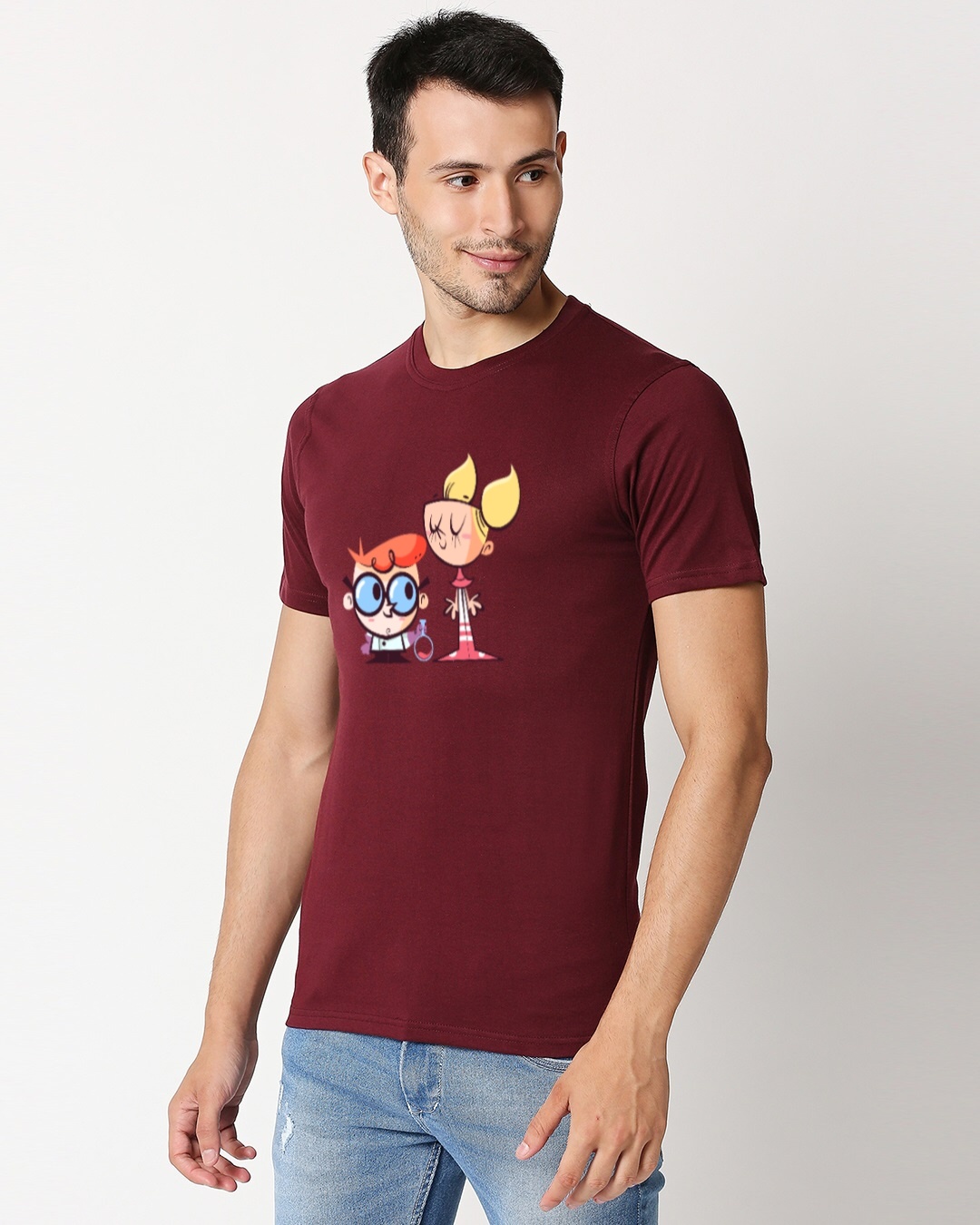 Shop Men's Maroon Dexter & Didi Cotton T-shirt-Full