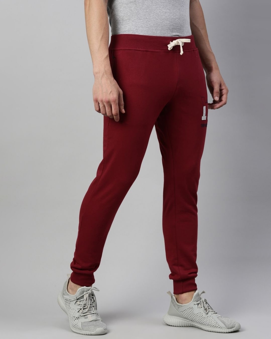 Buy Men's Maroon Embroidered Slim Fit Joggers for Men Maroon Online at ...