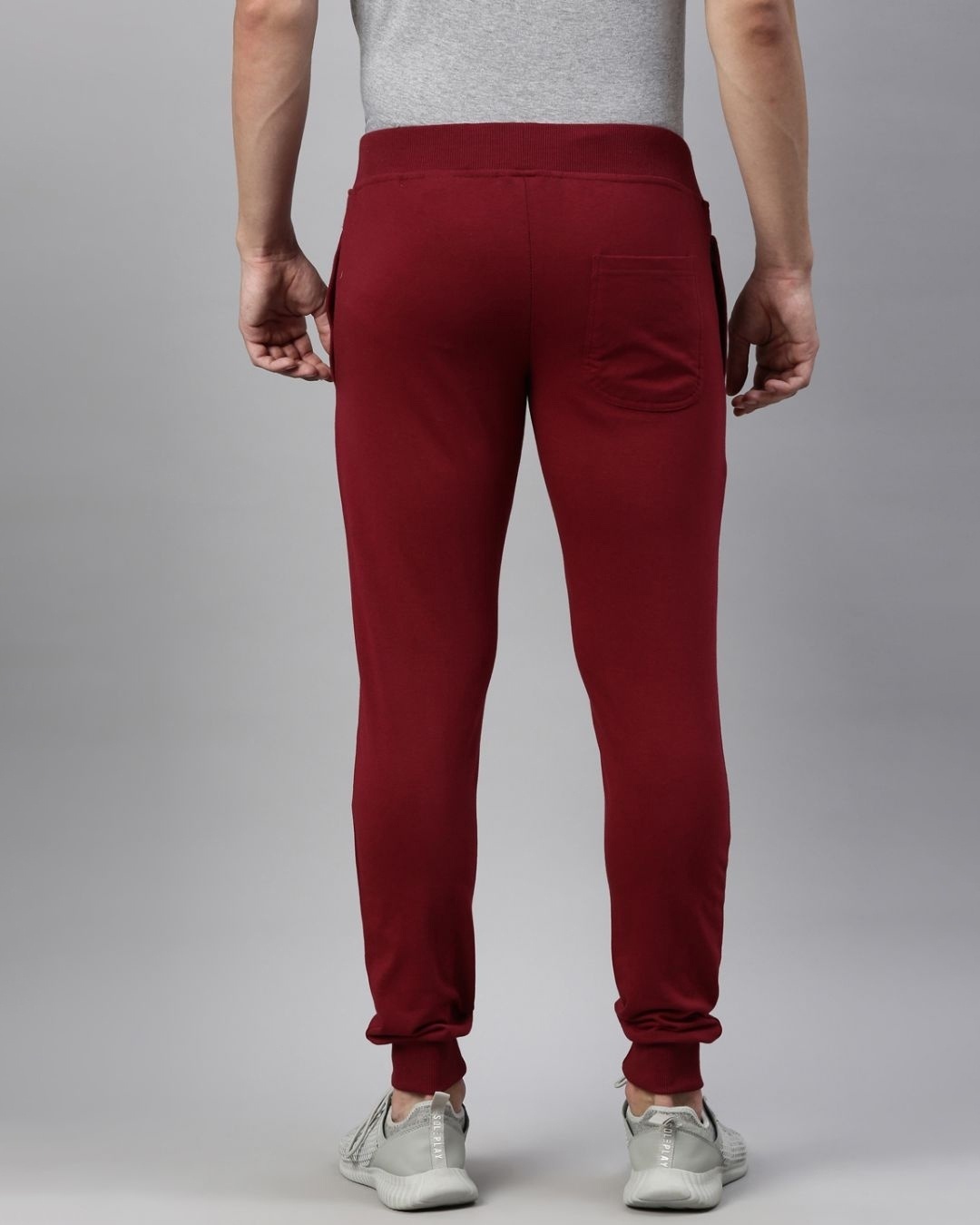 Buy Men's Maroon Embroidered Slim Fit Joggers for Men Maroon Online at ...