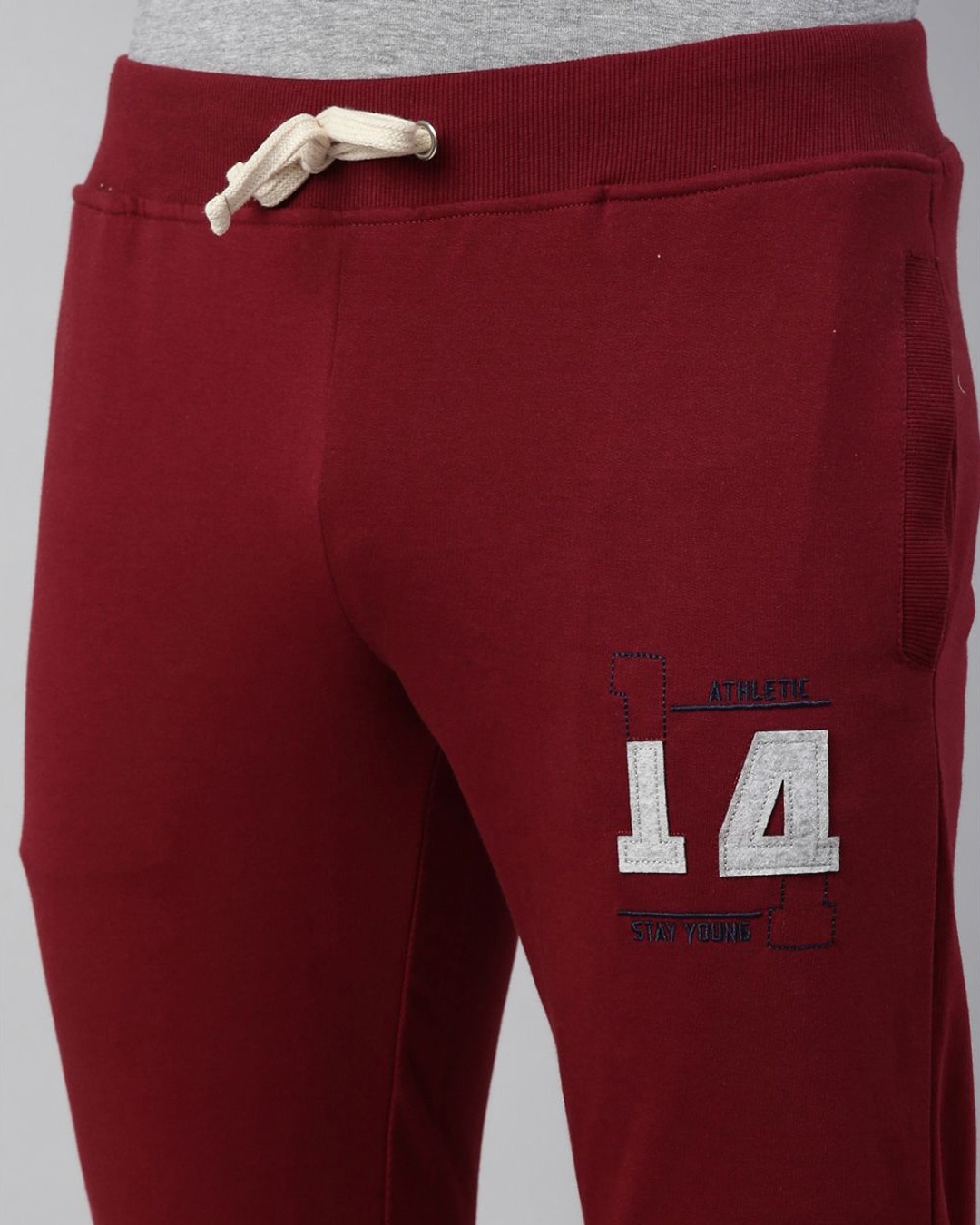 Buy Men's Maroon Embroidered Slim Fit Joggers for Men Maroon Online at ...