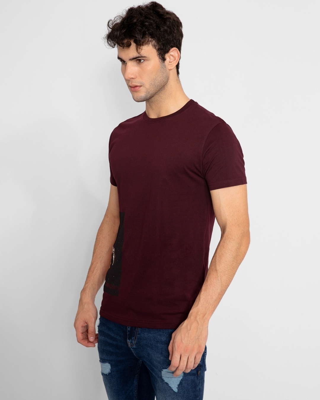 Buy Men's Maroon Graphic Printed Slim Fit T-shirt for Men Maroon Online ...