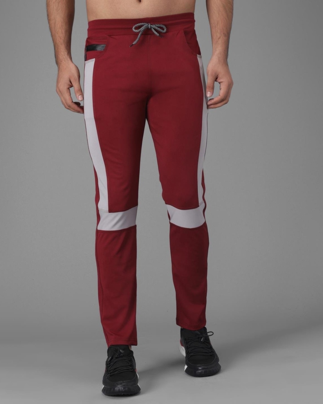 maroon track pants