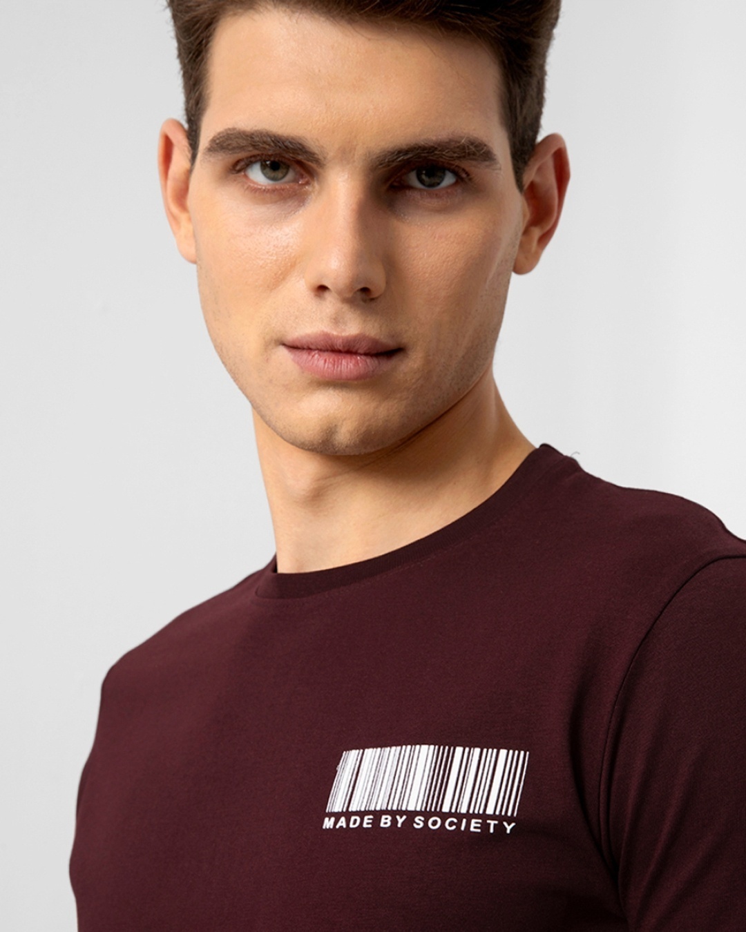 Shop Men's Maroon Made By Soceity Printed Slim Fit T-shirt