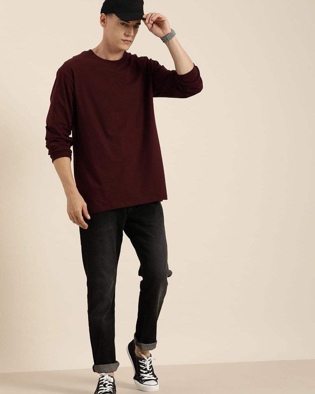 Buy Men's Maroon Oversized T-shirt for Men Maroon Online at Bewakoof