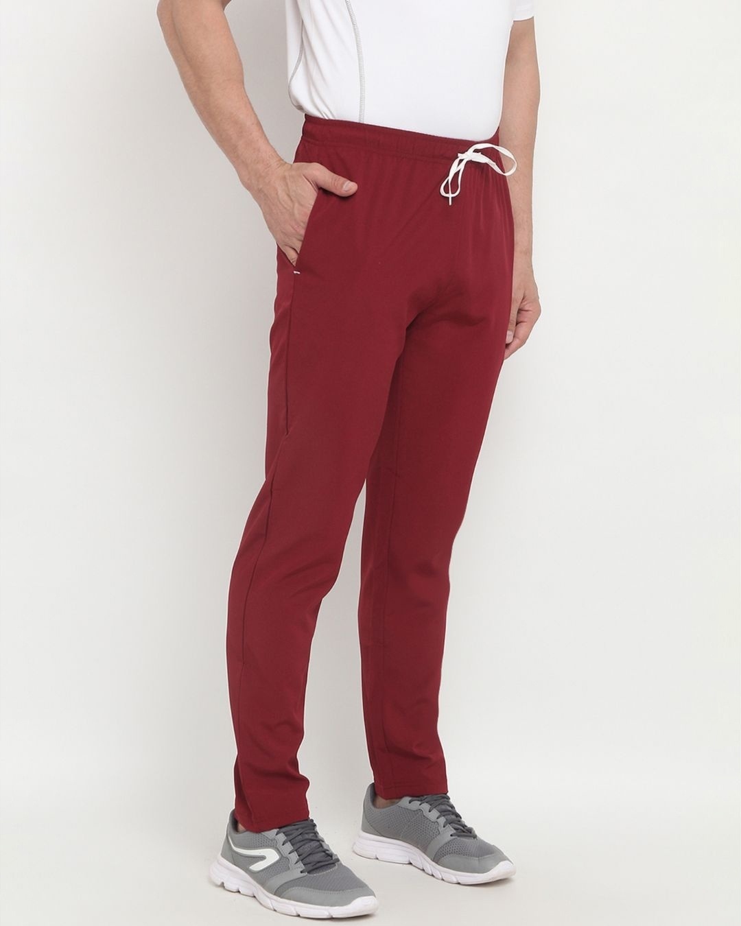 Shop Men's Maroon Polyester Track Pants-Back